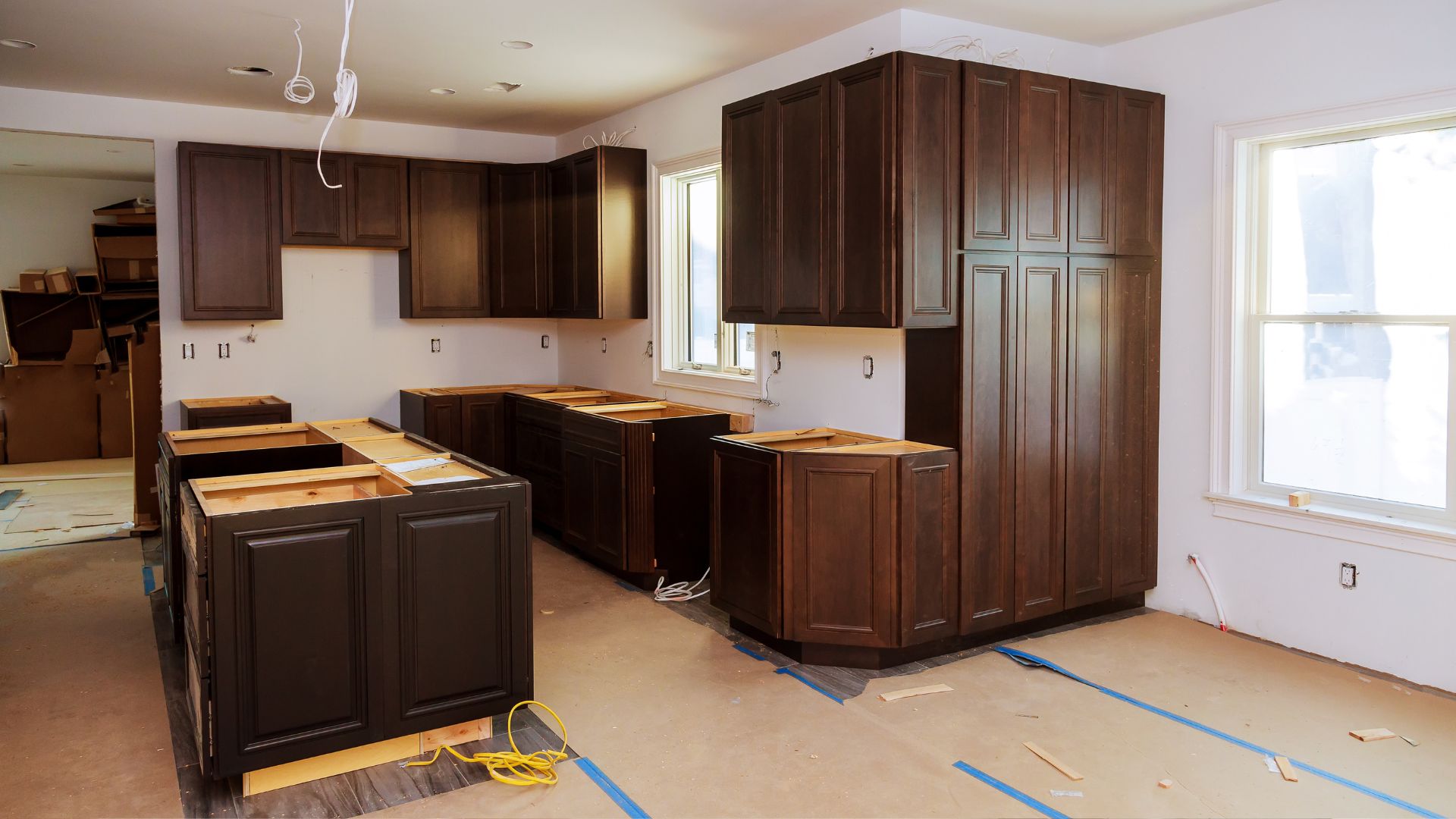 A kitchen with a lot of cabinets in it